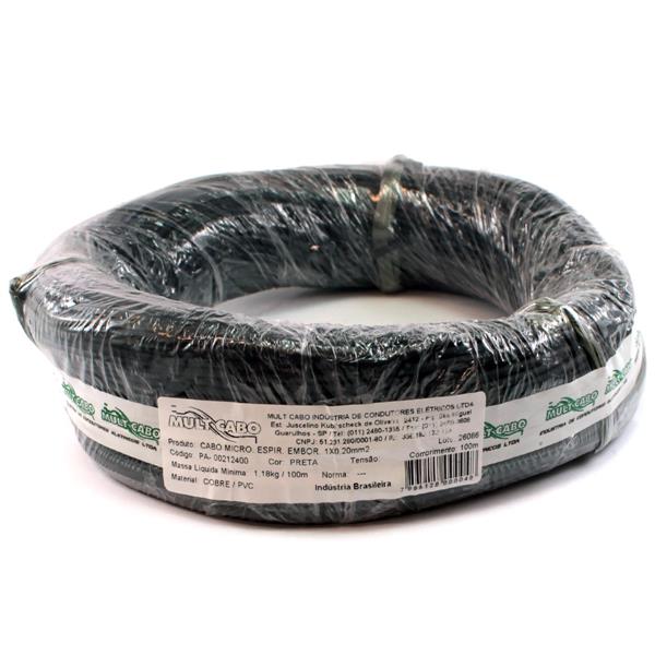 Cabo Espiralado Microfone Preto Mult Cabo 1X0,20 mm² rolo com 100 mts  27371 27371