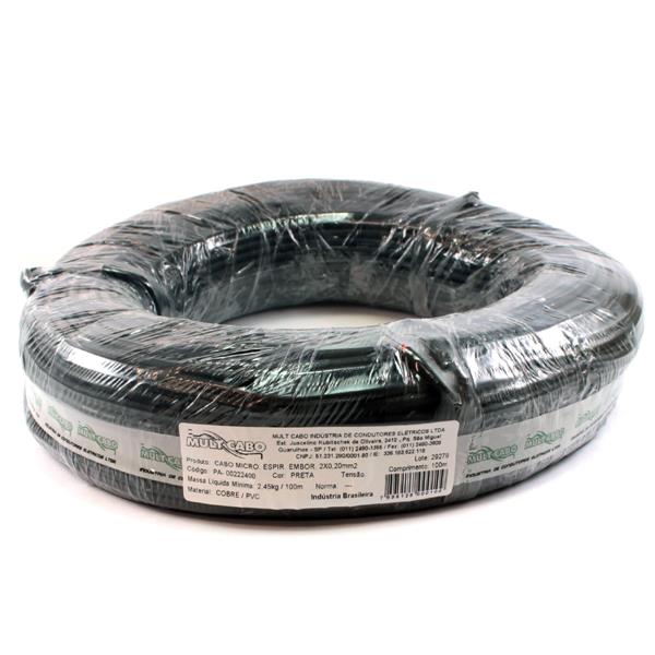 Cabo Espiralado Microfone Preto Mult Cabo 2X0,20 mm² rolo com 100 mts  27375 27375