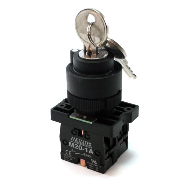 Chave Seletora 3 Posições Fixas com Chave Metaltex P20KNR4-B-2A 30606 30606