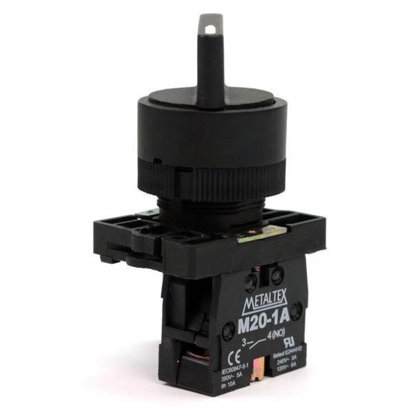 Chave Seletora 2 Posições com Retorno Metaltex P20SLR3-B-1A 30607 30607
