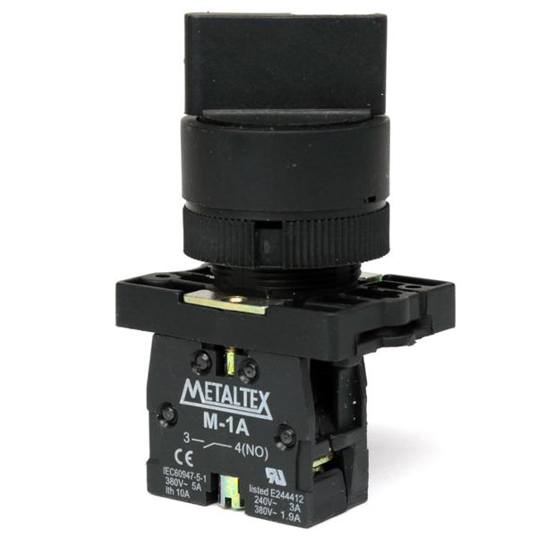 Chave Seletora 2 Posições com Retorno Metaltex P2SSR3-B-1A 30522 30522