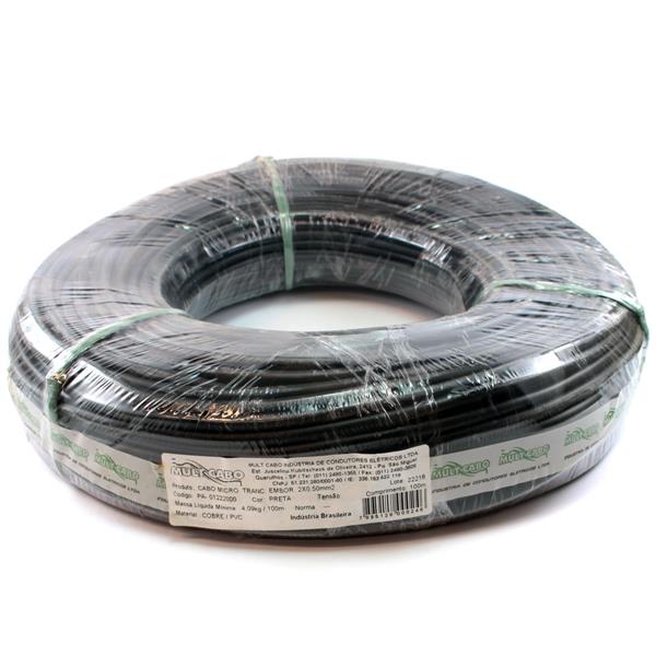 Cabo Trançado Microfone Preto Mult Cabo 2X0,50 mm² rolo com 100 mts  31568 31568