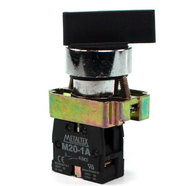 Chave Seletora 2 Posições com Retorno Metaltex M20SHR3-B-1A 30576 30576