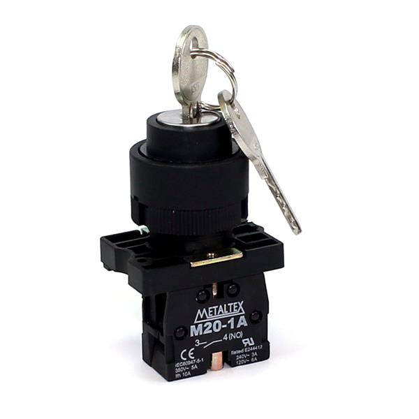 Chave Seletora 2 Posições Fixas com Chave Metaltex P20KNR2-B-1A 30591 30591