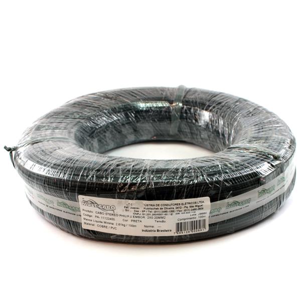 Cabo Stereo Emborrachado Philips Mult Cabo 2X0,20 mm² rolo com 100 mts 27380 27380