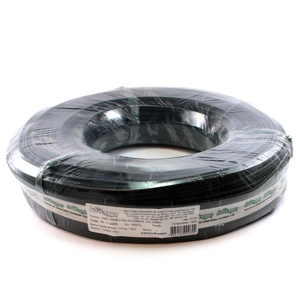 Cabo Stereo Emborrachado Philips Mult Cabo 3X0,20 mm² rolo com 100 mts 27382 27382