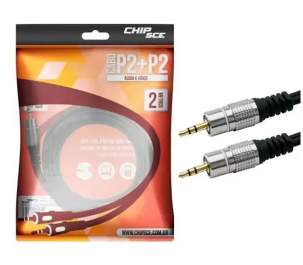 Cabo de Áudio P2+P2 2M Chip Sce 018-0722 33610 33610