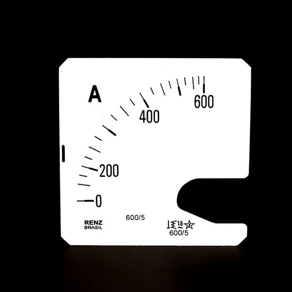 Escala Intercambiável para Amperímetro FM-72 Renz 0/600A/5A 13911 13911