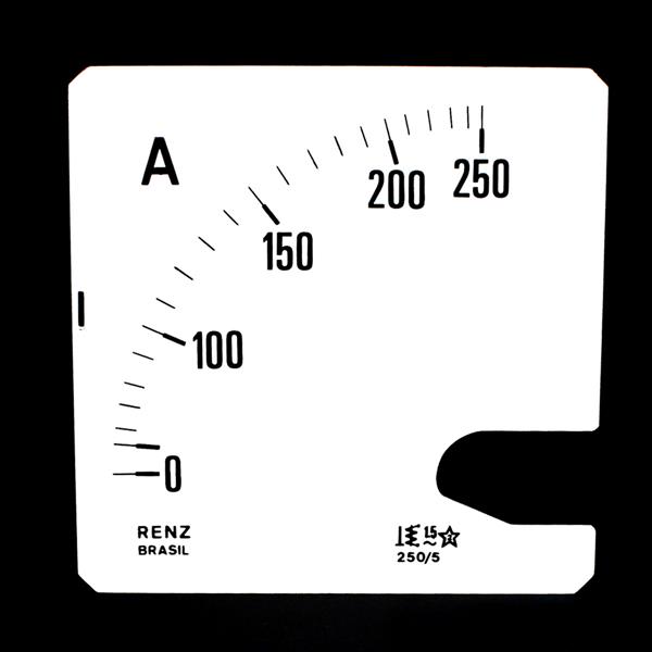 Escala Intercambiável para Amperímetro FM-96 Renz 0/250A/5A 28433 28433