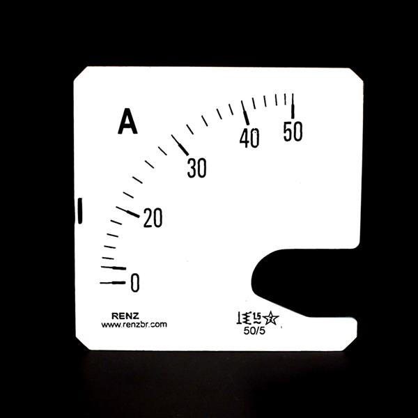 Escala Intercambiável para Amperímetro FM-72 Renz 0/50A/5A 26522 26522