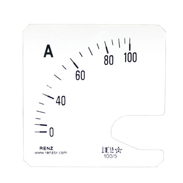 Escala Intercambiável para Amperímetro FM-72 Renz 0/100A/5A 26523 26523