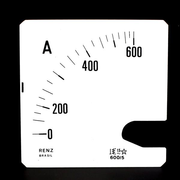 Escala Intercambiável para Amperímetro FM-96 Renz 0/600A/5A 26897 26897