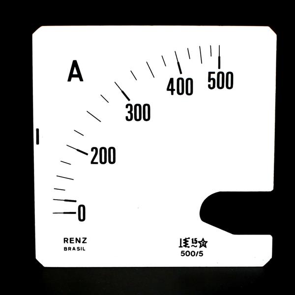 Escala Intercambiável para Amperímetro FM-96 Renz 0/500A/5A 27024 27024