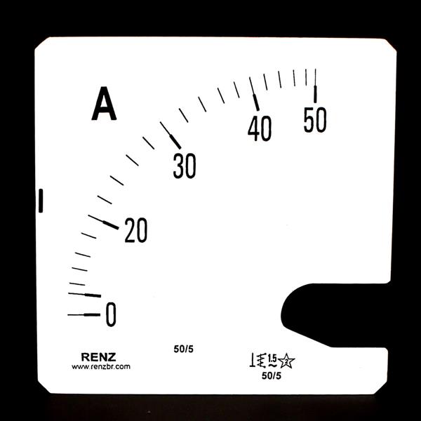 Escala Intercambiável para Amperímetro FM-96 Renz 0/50A/5A 26454 26454