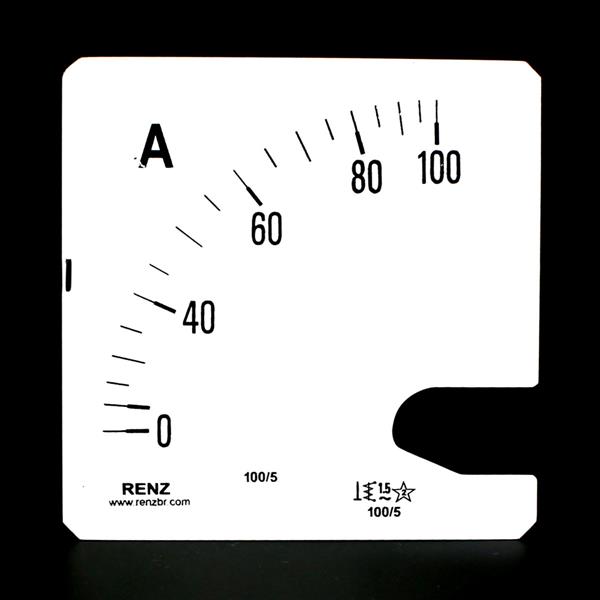 Escala Intercambiável para Amperímetro FM-96 Renz 0/100A/5A 26455 26455