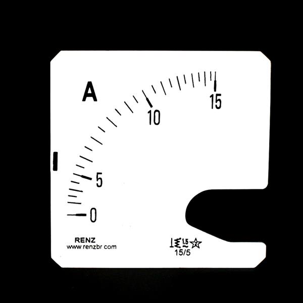 Escala Intercambiável para Amperímetro FM-72 Renz 0/15A/5A 33521 33521