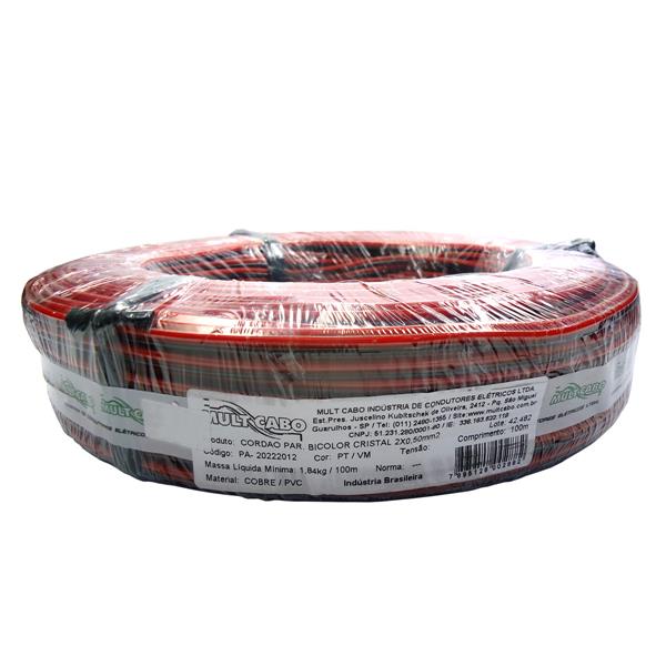 Cabo Paralelo Polarizado para Áudio Bicolor Mult Cabo 2X0,50 mm² rolo com 100 mts 9417 9417