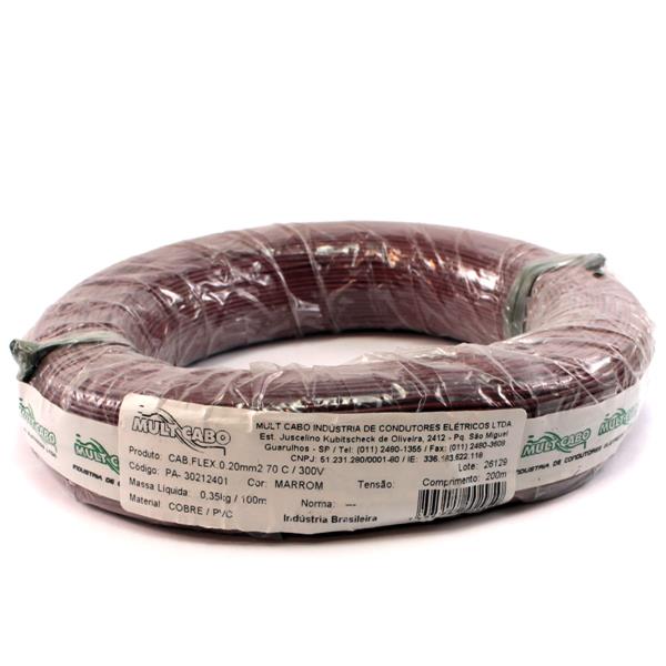 Fio Cabinho Flexível N 24 0,20 mm² Marrom Mult Cabo rolo com 200 mts 6193 6193