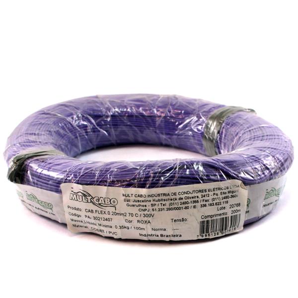 Fio Cabinho Flexível N 24 0,20 mm² Roxo Mult Cabo rolo com 200 mts 6194 6194