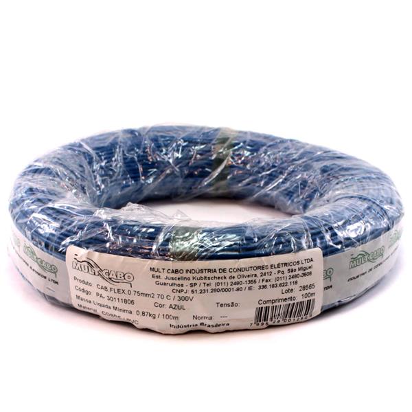 Fio Cabinho Flexível N 18 0,75 mm² Azul Mult Cabo rolo com 100 mts 6183 6183