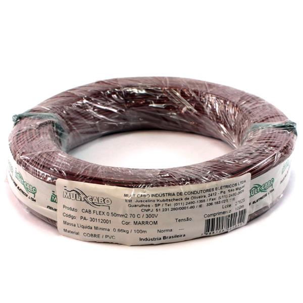 Fio Cabinho Flexível N 20 0,50 mm² Marrom Mult Cabo rolo com 100 mts 6185 6185