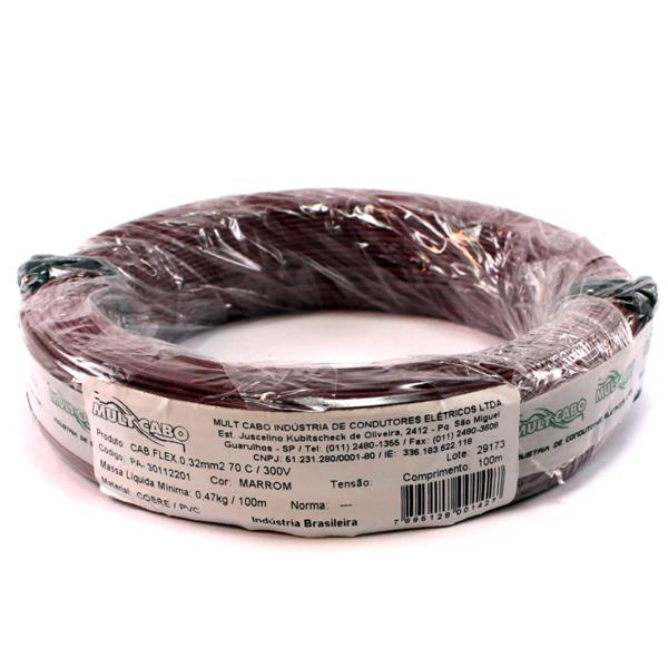 Fio Cabinho Flexível N 22 0,32 mm² Marrom Mult Cabo rolo com 100 mts 6189 6189