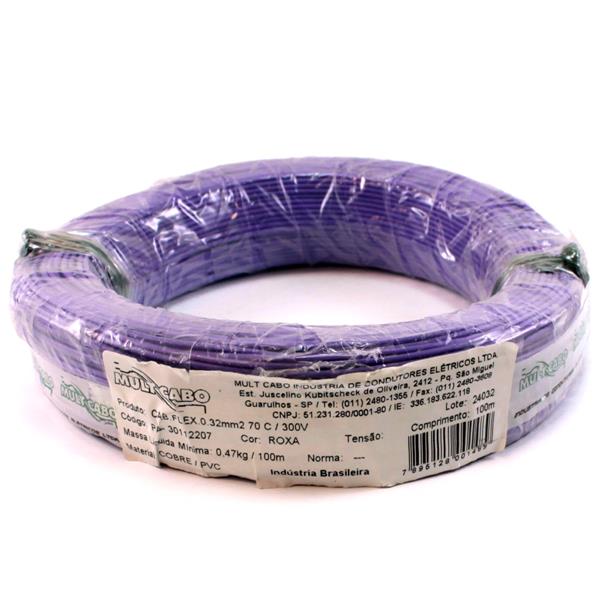 Fio Cabinho Flexível N 22 0,32 mm² Roxo Mult Cabo rolo com 100 mts 6190 6190