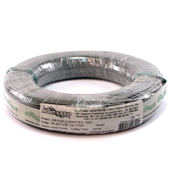Fio Cabinho Flexível N 24 0,20 mm² Cinza Mult Cabo rolo com 200 mts 6201 6201