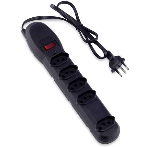 Filtro de Linha 5 Tomadas Bivolt 10A Preto Force Line 5001 28440 28440