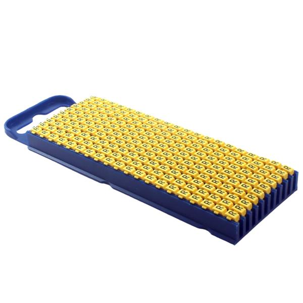 Marcador de Cabo de Encaixe 1,5 a 2,5mm Hellermann W2 Letra "R" Amarelo cartela com 200 peças 33253 33253