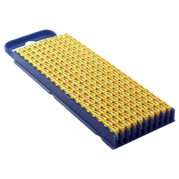 Marcador de Cabo de Encaixe 1,5 a 2,5mm Hellermann W2 Letra "T" Amarelo cartela com 200 peças 33255 33255