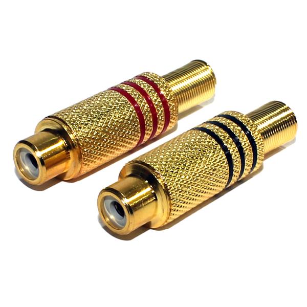 Plug RCA Fêmea Metálico Par Preto/Vermelho 24778 24778