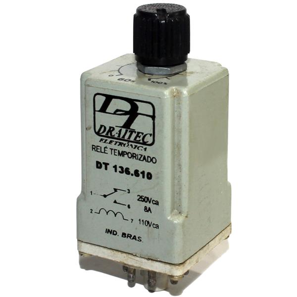 Relé de Tempo 110V Ajustável Draitec DT 136.610 60 Segundos 20206 20206