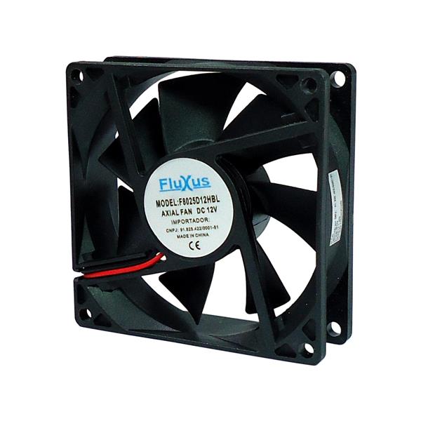Microventilador Axial 80x80x25mm 12VCC Fluxus F8025D12HBL 26564 26564