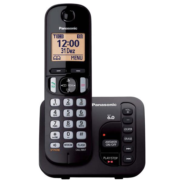 Telefone sem Fio Viva Voz com Identificador de Chamadas e Secretária Eletrônica Panasonic KX-TGC220LBB 34740 34740