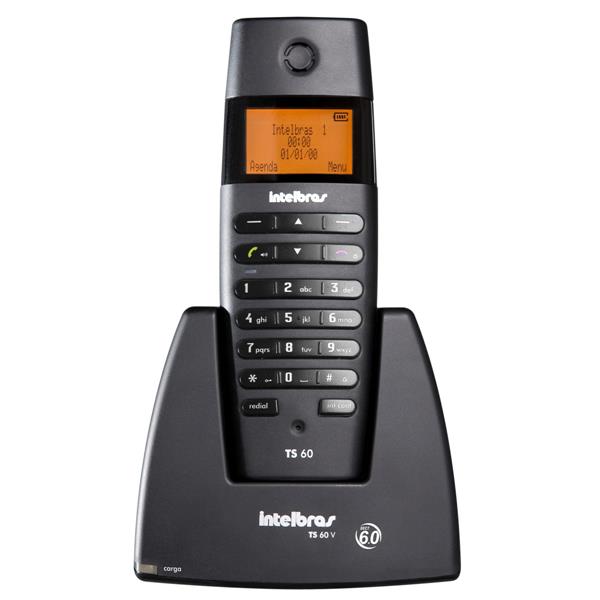 Telefone sem Fio Viva Voz com Identificador de Chamadas Intelbras TS-60V Preto 35013 35013