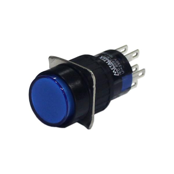 Botão de Comando Redondo com Retenção Iluminado Metaltex P16-IR2-BL2 35400 35400