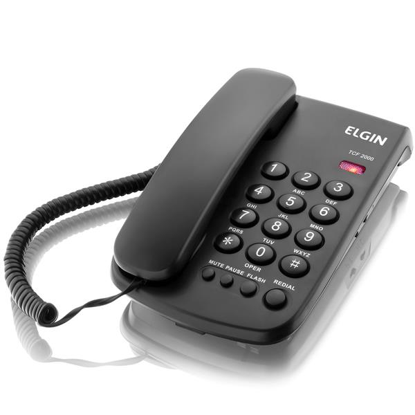 Telefone com Fio e Chave de Bloqueio Elgin TCF-2000 Preto 35427 35427