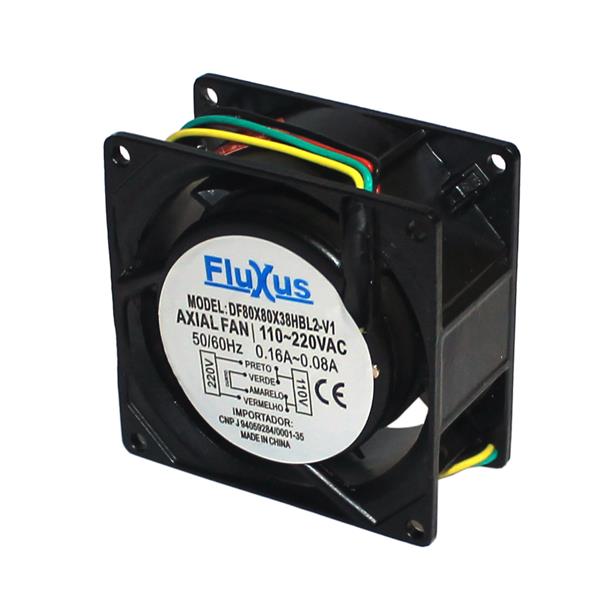 Microventilador Axial 80x80x38mm 110/220VCA Fluxus DF80X80X38HBL2-V1 35701 35701