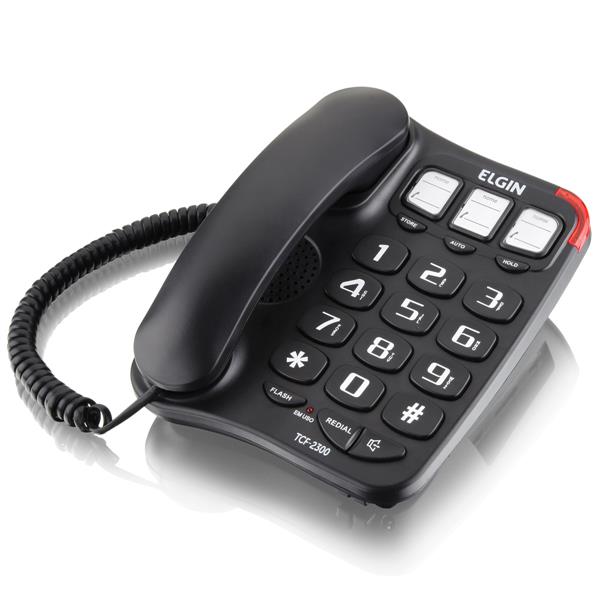 Telefone com Fio Viva Voz Elgin TCF-2300 Preto 35883 35883