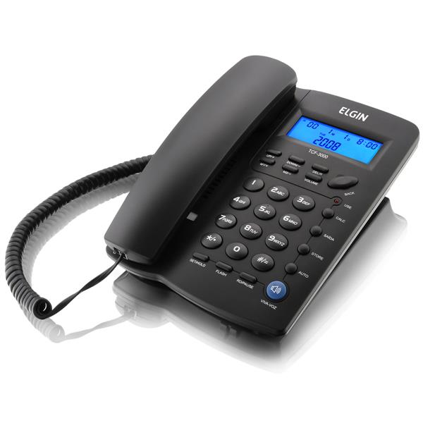 Telefone com Fio Viva Voz com Identificador de Chamadas Elgin TCF-3000 Preto 35894 35894