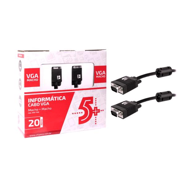 Cabo VGA + VGA com Filtro Preto 20M 5+ Chip Sce 018-7720 36283 36283