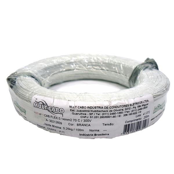 Fio Cabinho Flexível N 26 0,14 mm² Branco Mult Cabo rolo com 200 mts 36304 36304