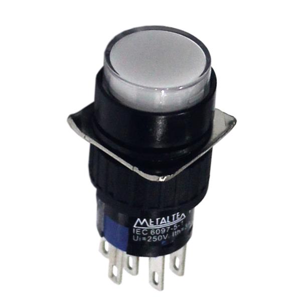 Botão de Comando Redondo Pulsante Iluminado Metaltex P16-BR7-W2 36346 36346
