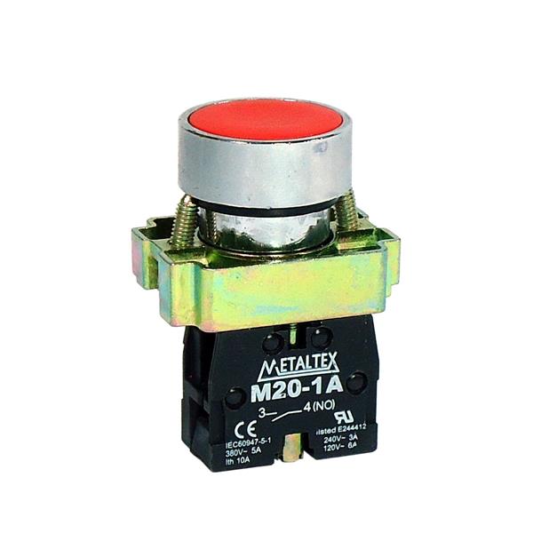 Botão de Comando Pulsante Metaltex M20AFR-R-1A 36418 36418