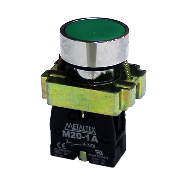 Botão de Comando Pulsante Metaltex M20AFR-G-1A 36419 36419