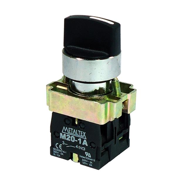 Chave Seletora 3 Posições com Retorno Metaltex M20SCR7-B-2A 36940 36940