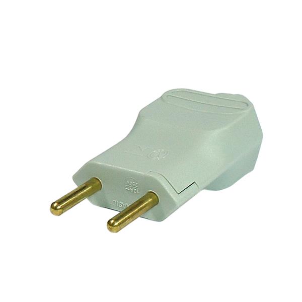 Plugue com Prensa Cabo 2P Ø 4,0mm 10A 250V Cinza Margirius PLD11-2 (17726) 37093 37093