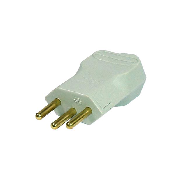 Plugue com Prensa Cabo (2P+T) Ø 4,0mm 10A 250V Cinza Margirius PLD11-3 (17732) 37095 37095