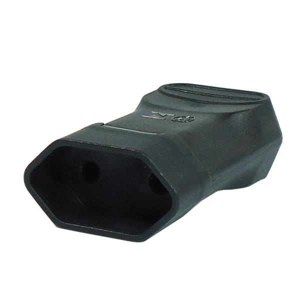 Plugue Fêmea com Prensa Cabo 2P Ø 4,0mm 10A 250V Preto Margirius TMD11-2 (18311) 37102 37102